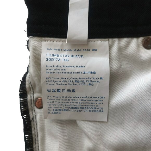 Acne Studios Blå Konst Climb Stay Black Skinny Jeans Women's Size 25 - Picture 9 of 13